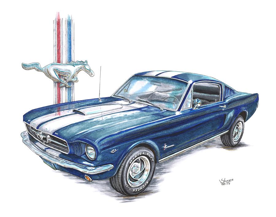 900x706 1965 Ford Mustang Drawing By Shannon Watts