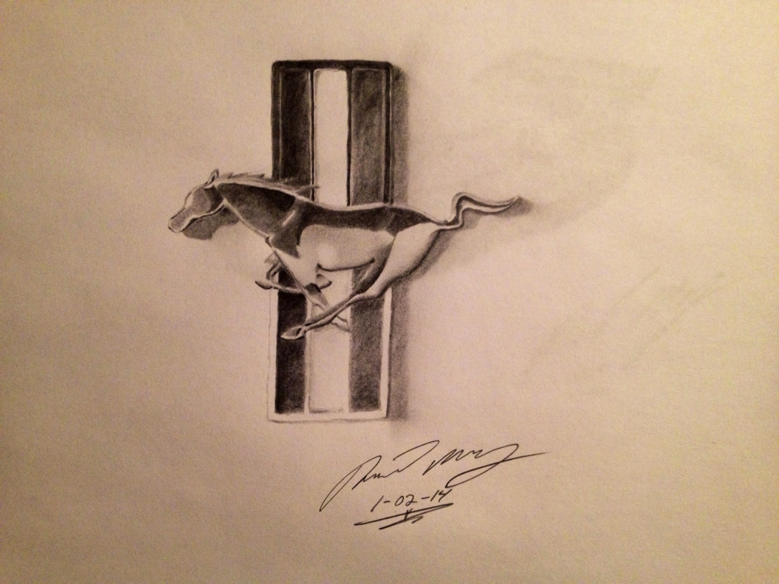 1136x852 Pencil Drawing Of A Ford Mustang Logo. Drawings
