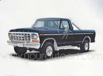 333x247 1979 Ford F150 Car Art Drawing Pickup Truck Art Drawings