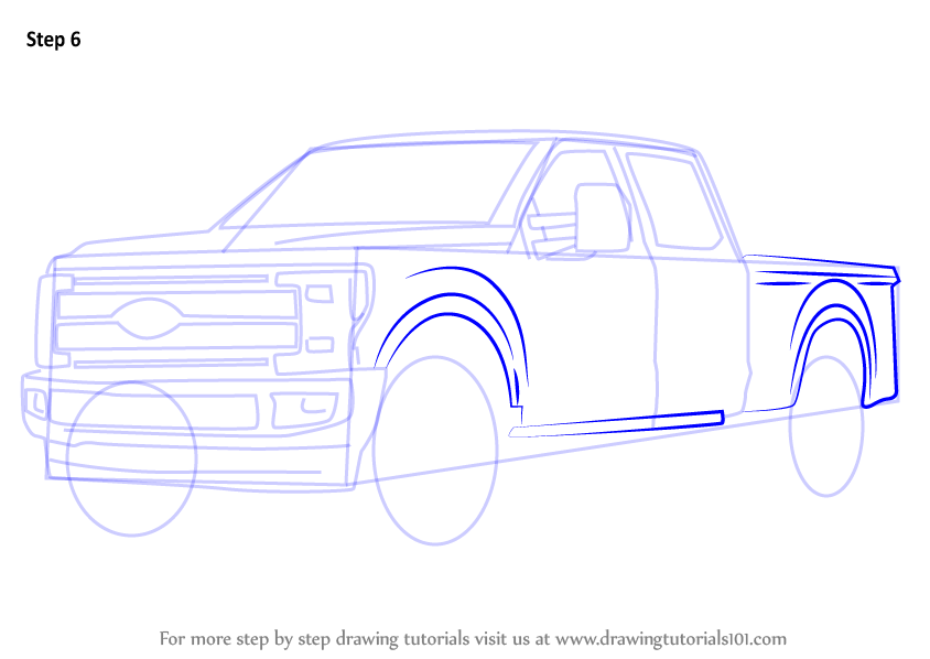 844x598 Learn How To Draw Ford F350 (Trucks) Step By Step Drawing Tutorials