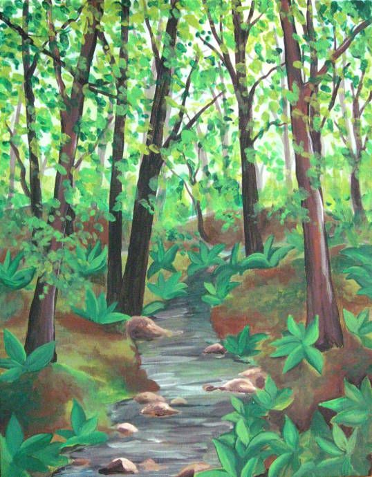 538x690 Easy Tree Painting Tutorial. Forest Painting Instruction. Art