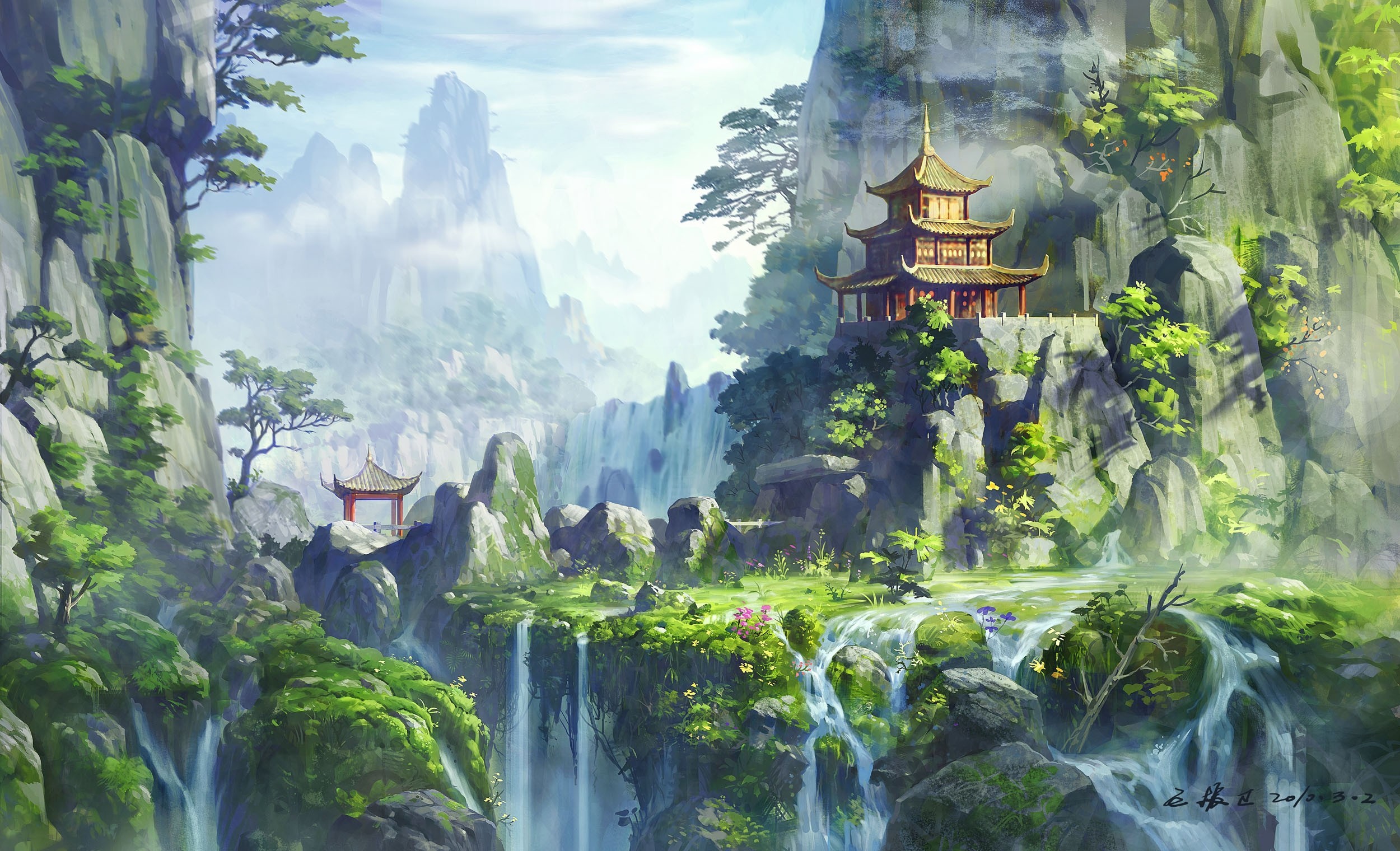 2500x1520 Wallpaper Drawing, Forest, Jungle, Swamp, Rainforest, Wetland