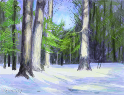 520x400 Winter In Forest A Landscape Speedpaint Drawing By Taneman