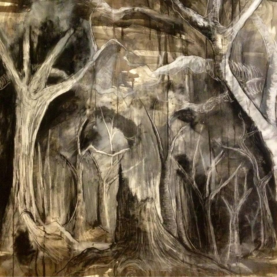 960x960 Forest Trees. Mixed Media Drawing By Artist Courtney Hackett My