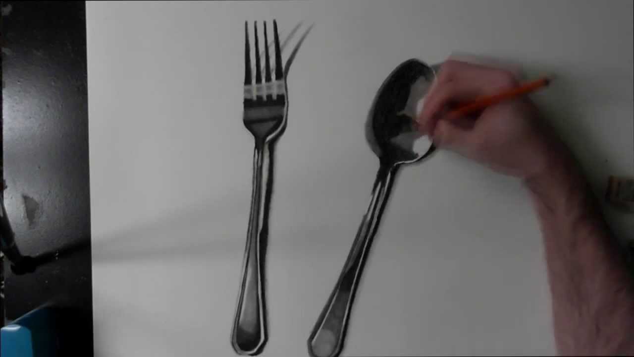 1280x720 Realism Practice Spoon And Fork Drawing