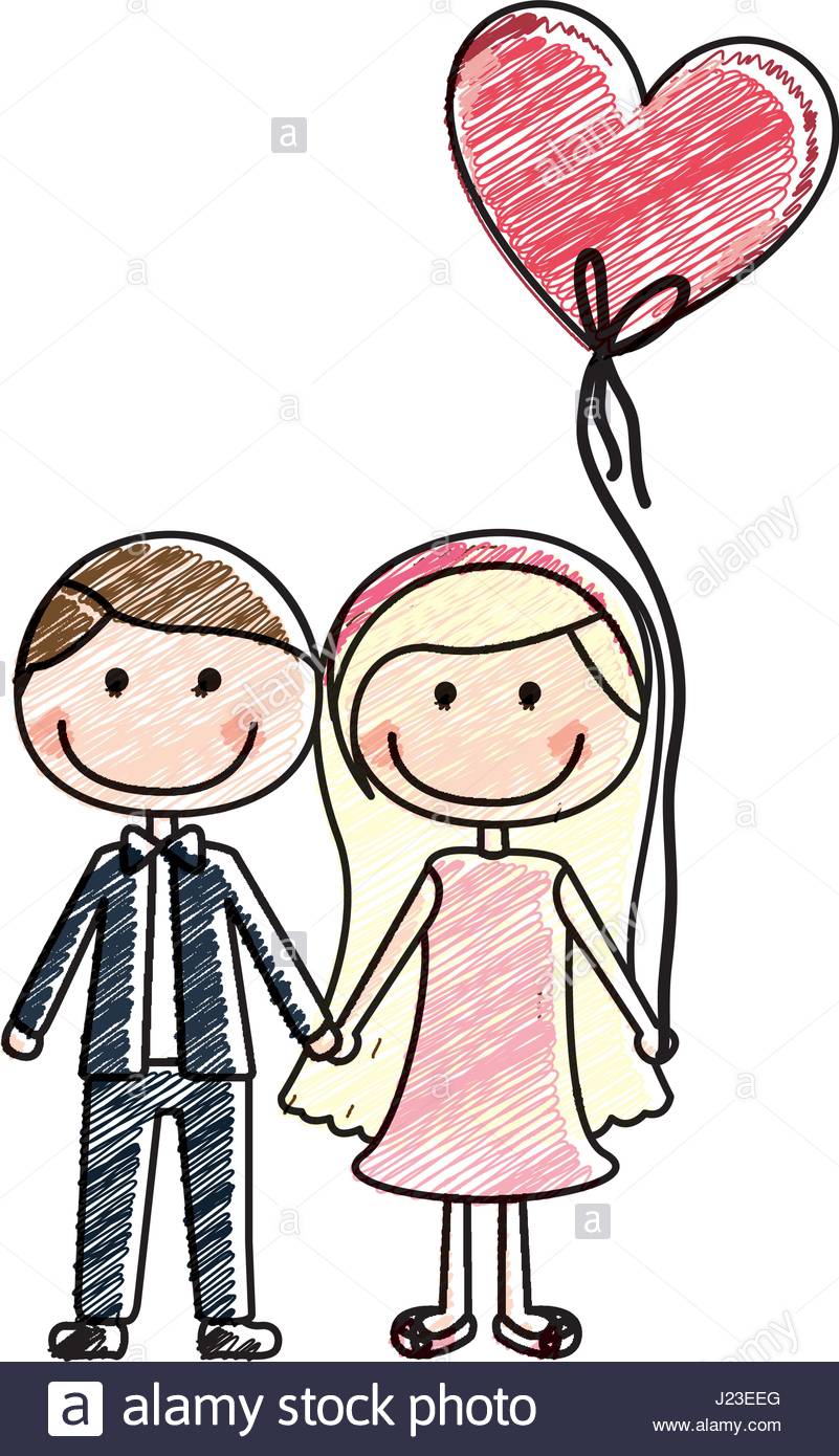 801x1390 Color Pencil Drawing Of Caricature Couple Of Him In Formal Suit