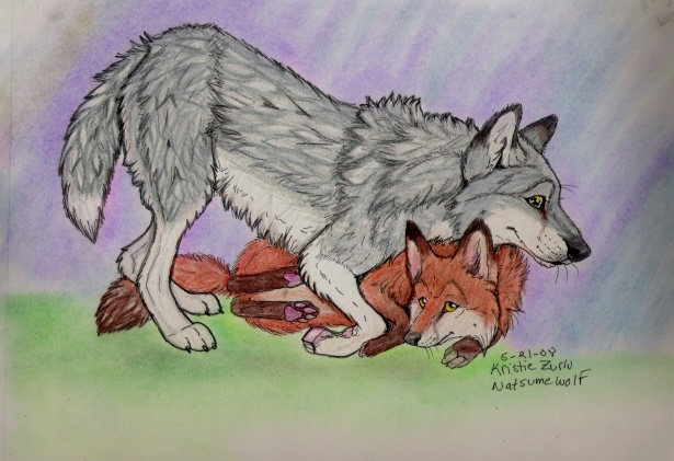 615x421 Fox And Wolf Hug By Natsumewolf