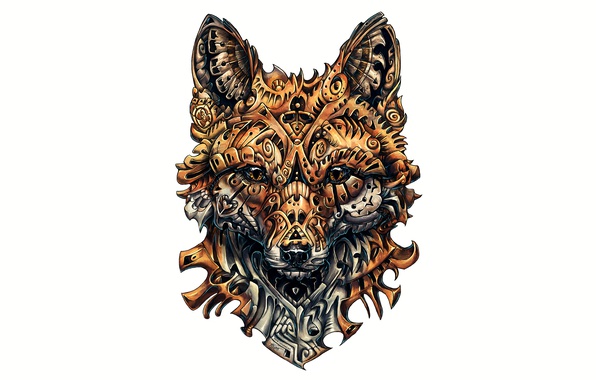 596x380 Wallpaper Fox, Drawing, Complicated, Design Images For Desktop