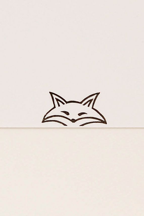 570x855 Funny Fox Stamp, Pursy Eyes Fox, Peek A Boo Stamp, Hand Carved