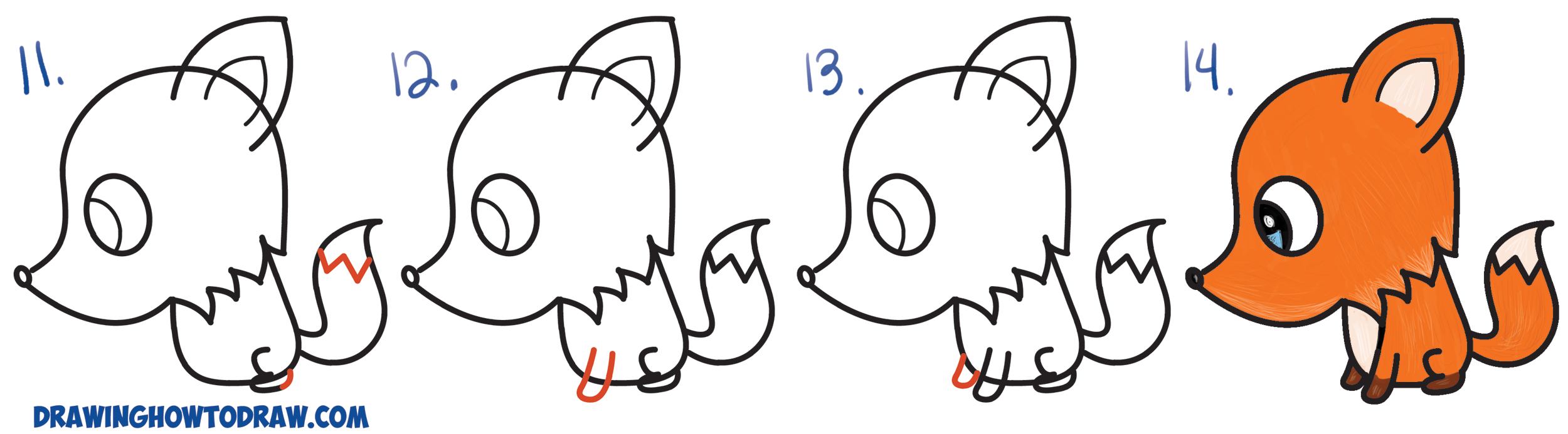 2500x693 How To Draw A Cute Cartoon Fox From A Question Mark (Kawaii