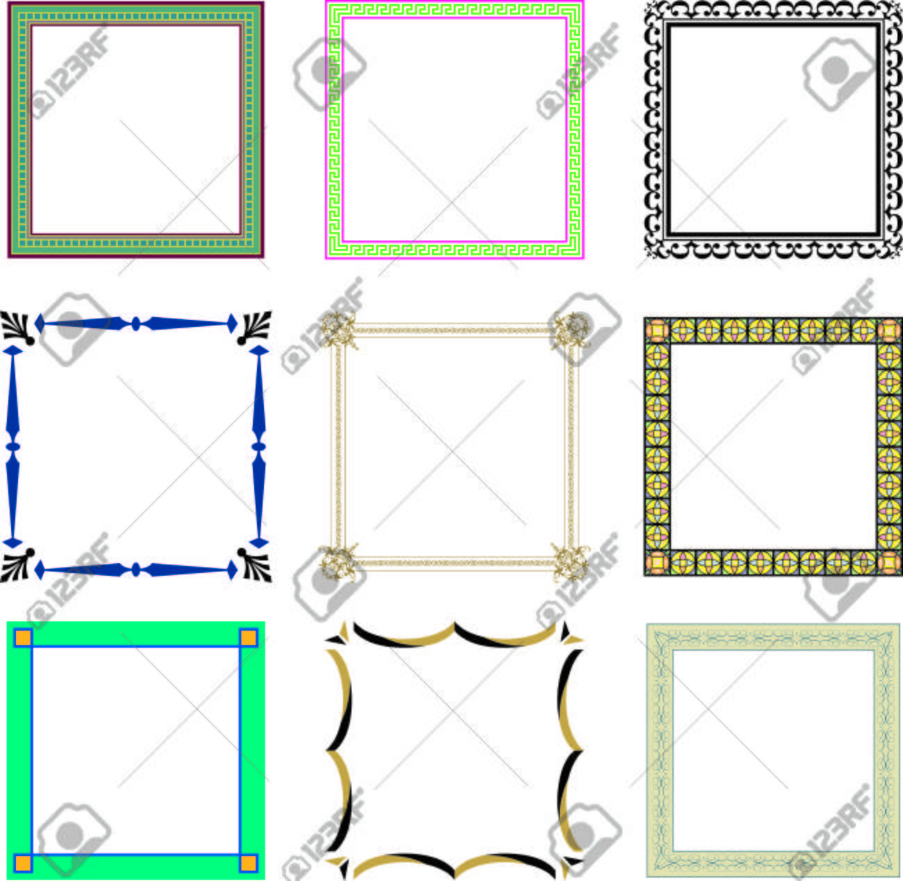1300x1267 Vintage Photo Frames Set, Drawing Doodle Style, Antigue Ornamental