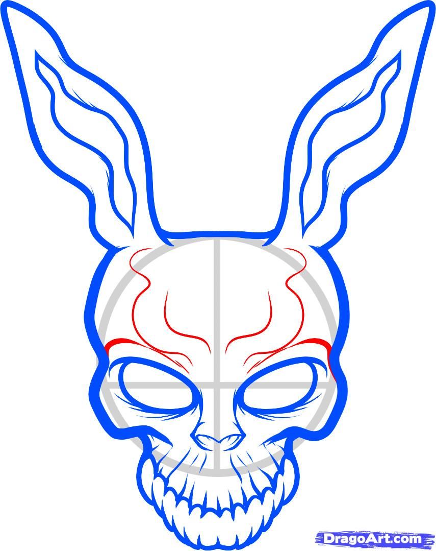 855x1079 How To Draw Frank The Rabbit, Donnie Darko Step 6 Poster