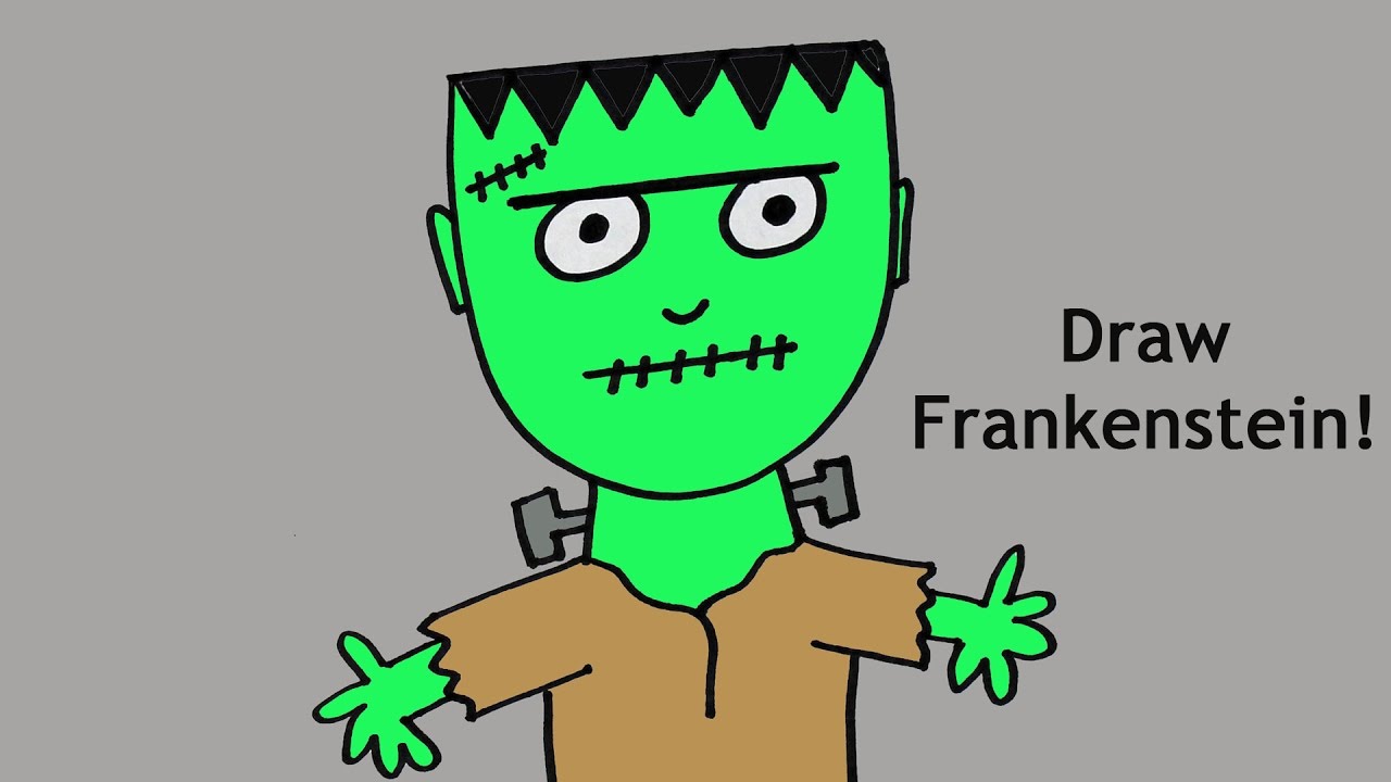 1280x720 How To Draw A Cute Cartoon Frankenstein Monster For Halloween
