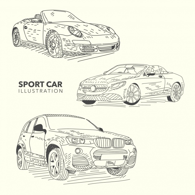 626x626 Hand Drawn Sport Cars Collection Vector Free Download