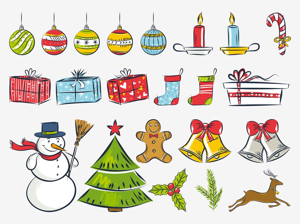 1024x765 Christmas Drawings Vector Vector Art Amp Graphics
