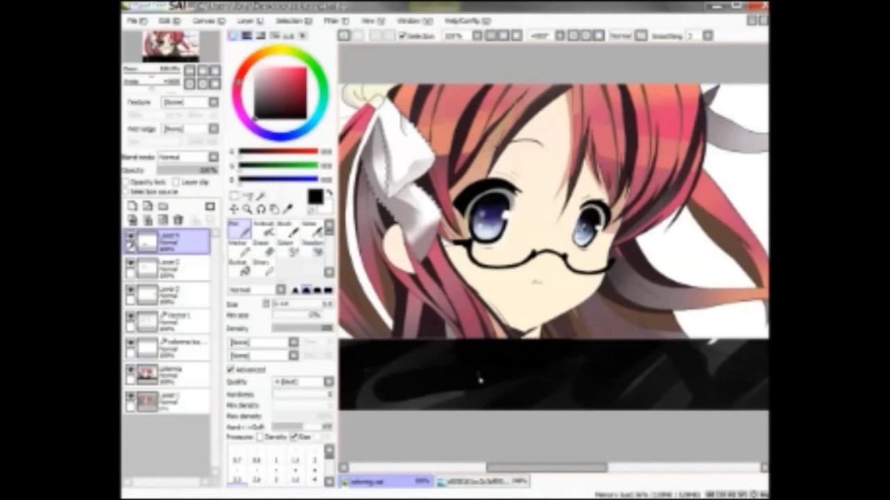 1280x720 How I Draw Anime Girl In Paint Tool Sai (Mouse Computer)