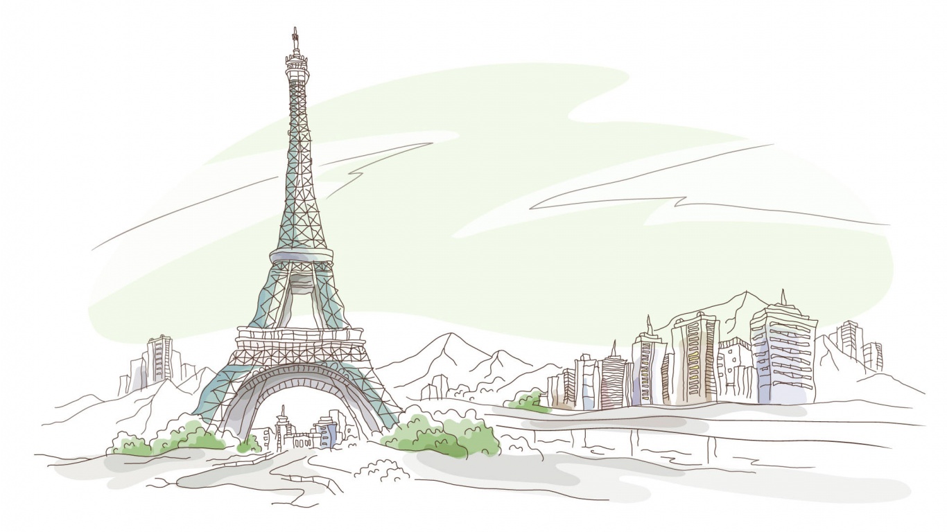 1366x768 Paris Pen And Pencil Drawing Wallpaper Hd Widescreen Download Hd