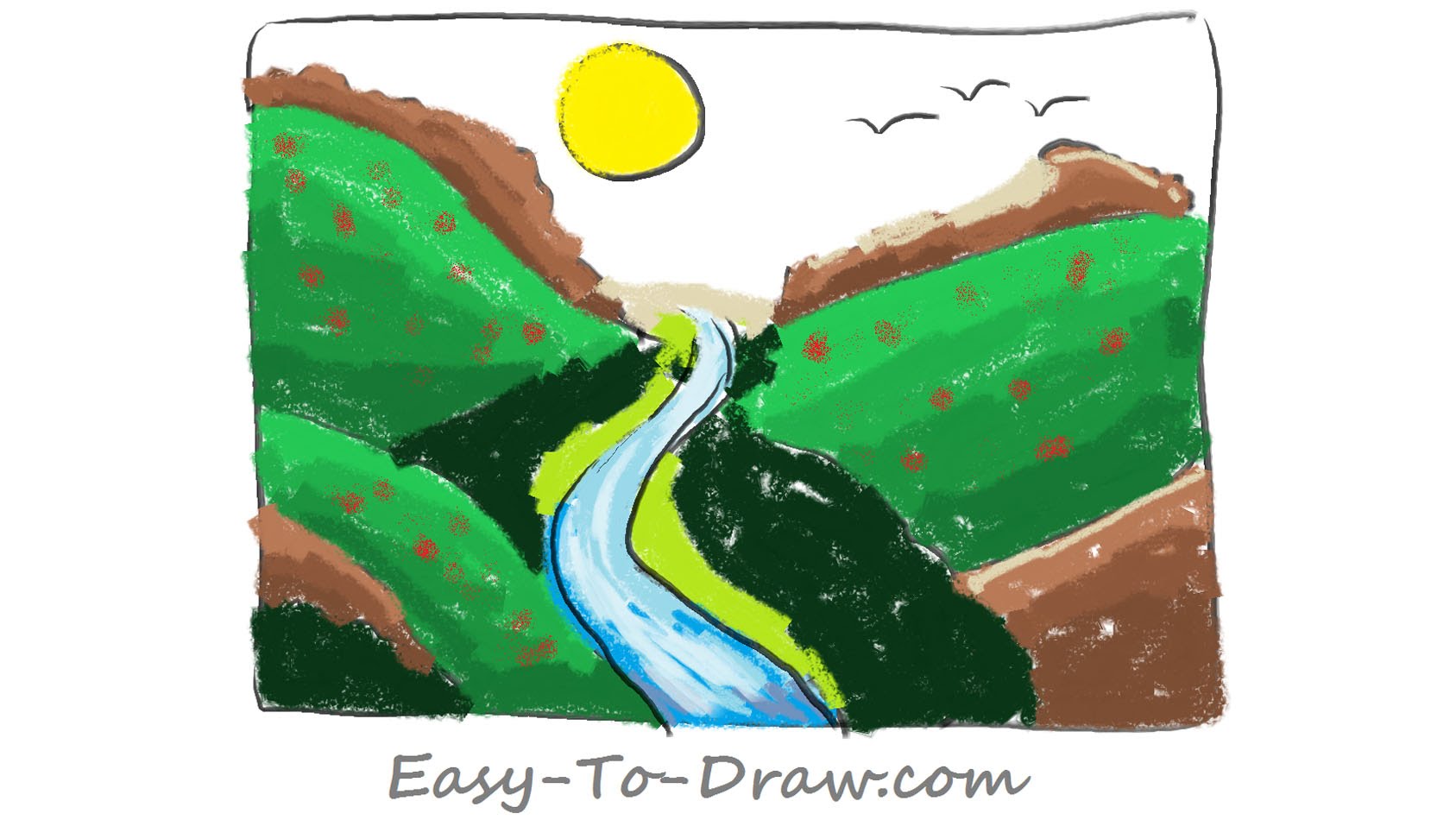 1687x950 How To Draw A Plentiful Cartoon River Valley