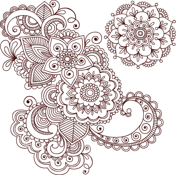 600x594 Drawing Designs Patterns 4 Designer Hand Painted Pattern Vector