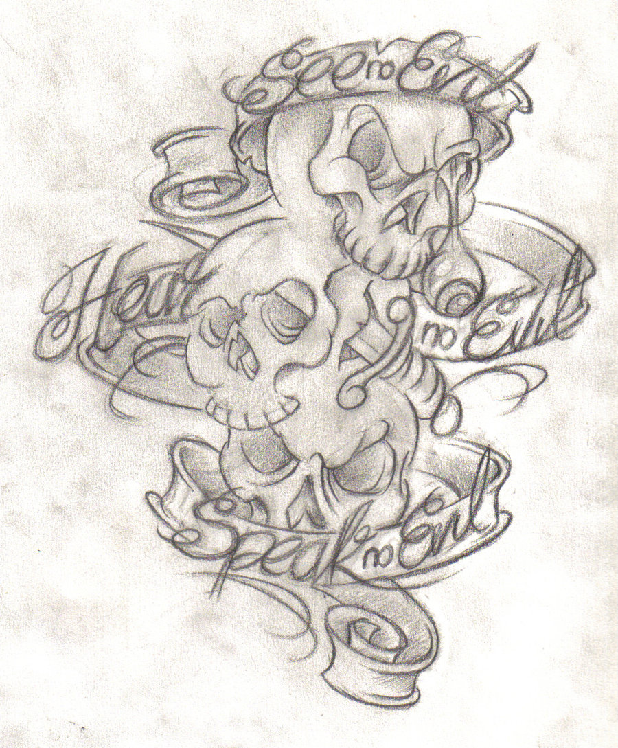 900x1089 Tattoo Drawing Tattoo Design Free Download 11401 See Hear Speak