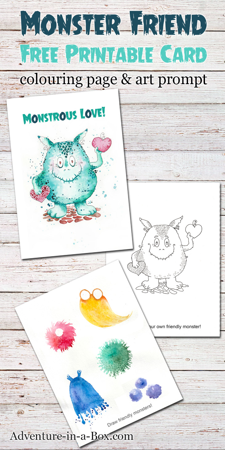 730x1460 Friendly Monster Free Printable Card, Colouring Page Amp Drawing