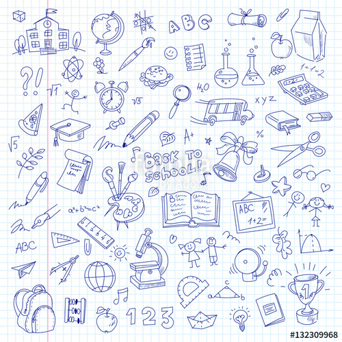 500x500 Freehand Drawing School On A Sheet Of Exercise Book Stock Image