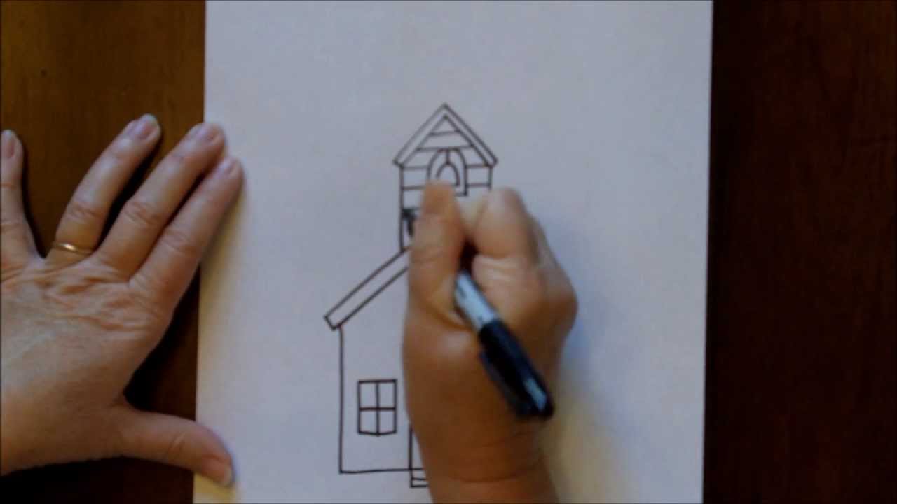 1280x720 How To Draw A Schoolhouse School House Easy Free Online Drawing