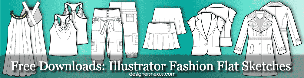 1004x260 Fashion Technical Drawing Free Vector Fashion Flat Sketches