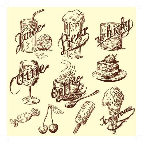 500x500 Drawing Foods Retro Illustrations Vector 07