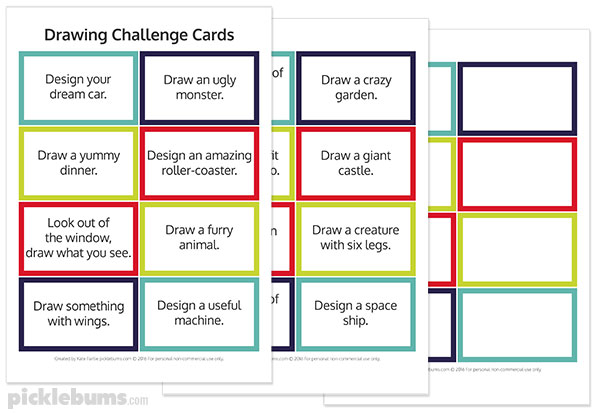600x413 Free Printable Drawing Challenge Cards