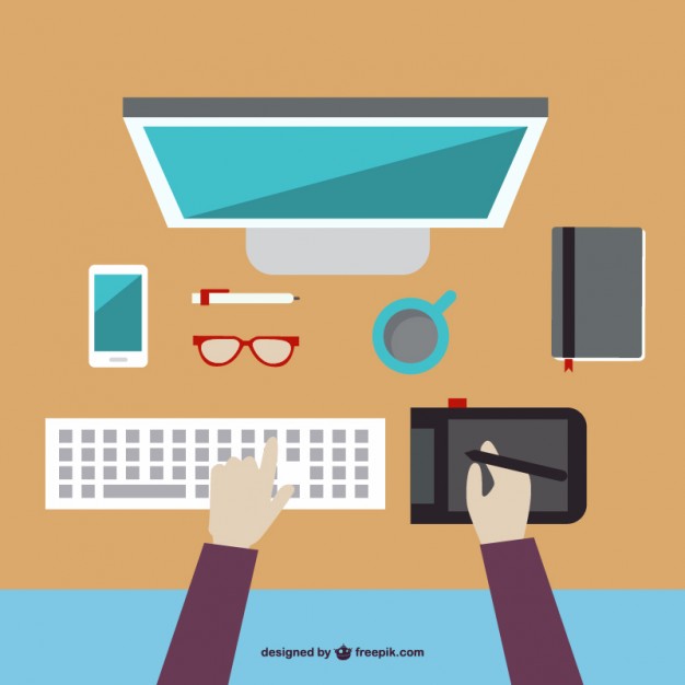 626x626 Graphic Designer Drawing Flat Ilustration Free Vector Desks