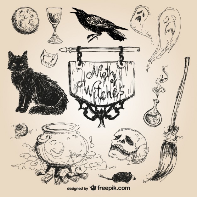 626x626 Halloween Hand Drawn Elements Vector Free Download