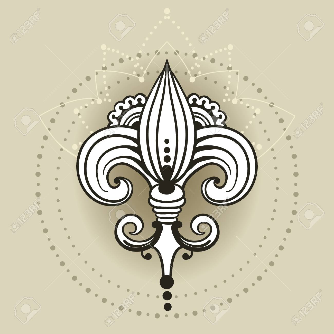 1300x1300 Freehand Drawing Of Lily In East Style. Can Be Used