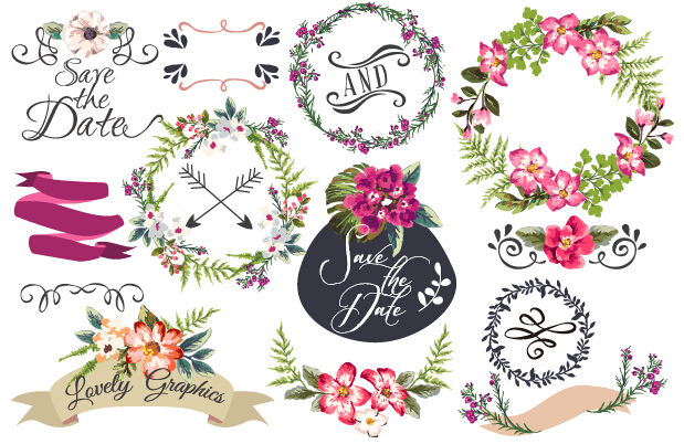 619x402 Hand Drawn Flower Frame With Ornament Elements Vector 02