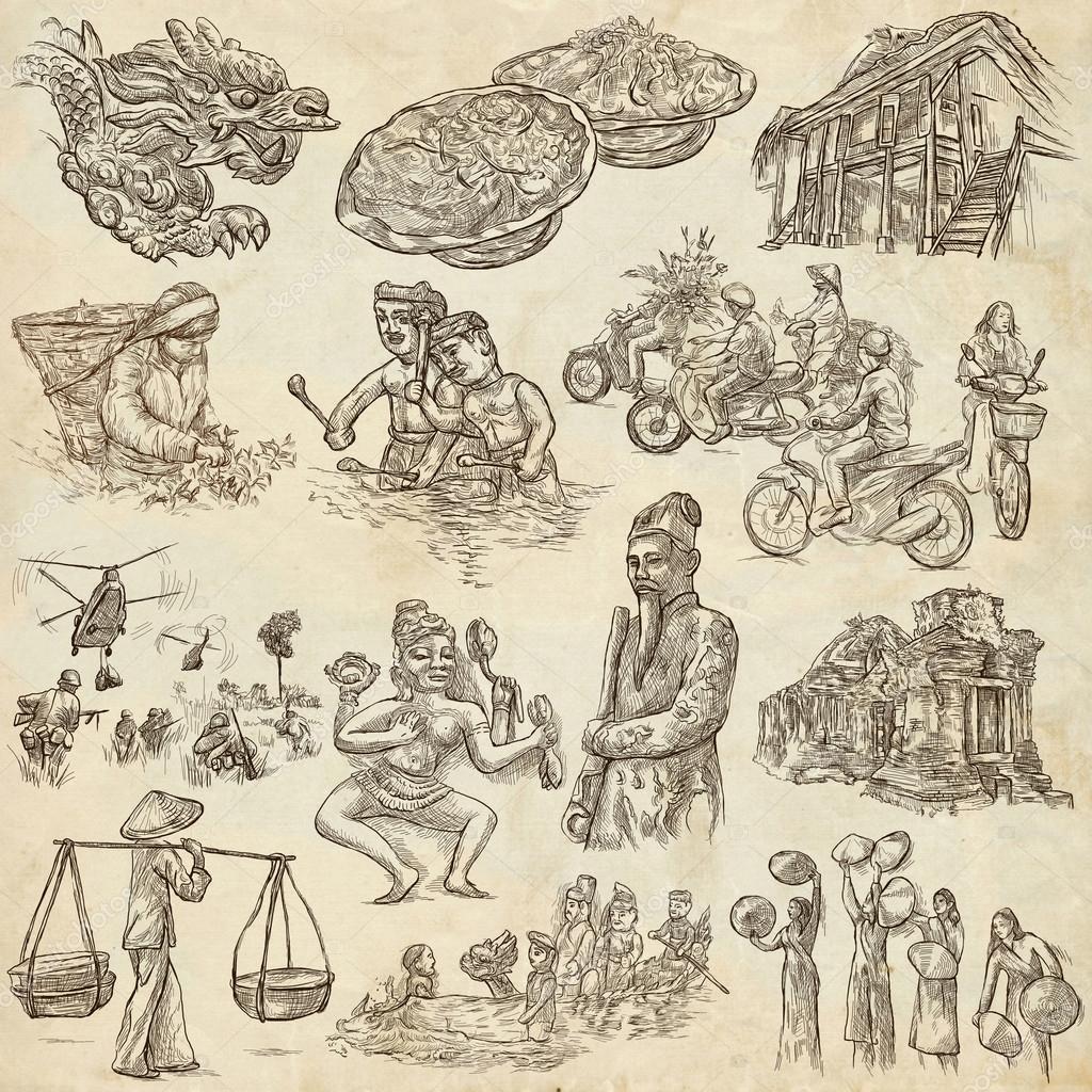 1024x1024 Vietnam. Pictures Of Life. Freehands, Hand Drawn Collection