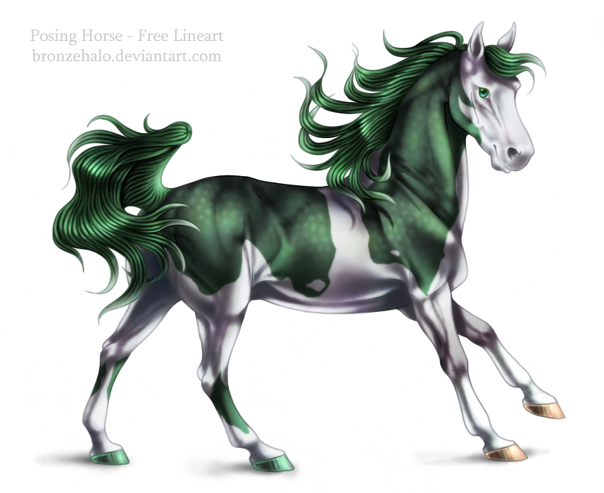 858x700 Free Lineart Posing Horse By Bronzehalo