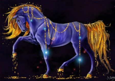 450x316 Blue Fantasy Animals Blue Fantasy Horse Drawing