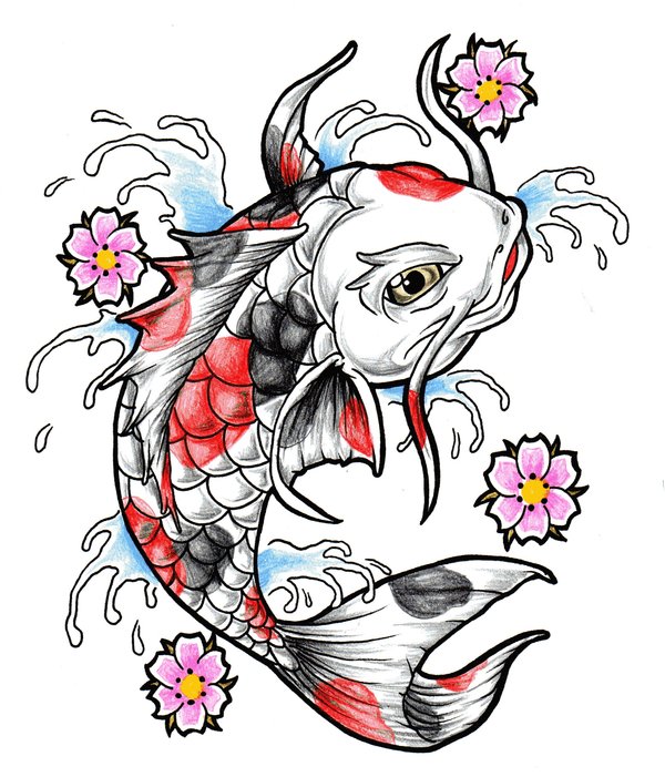 600x701 Beautiful Koi Fish Tattoo Design Idea