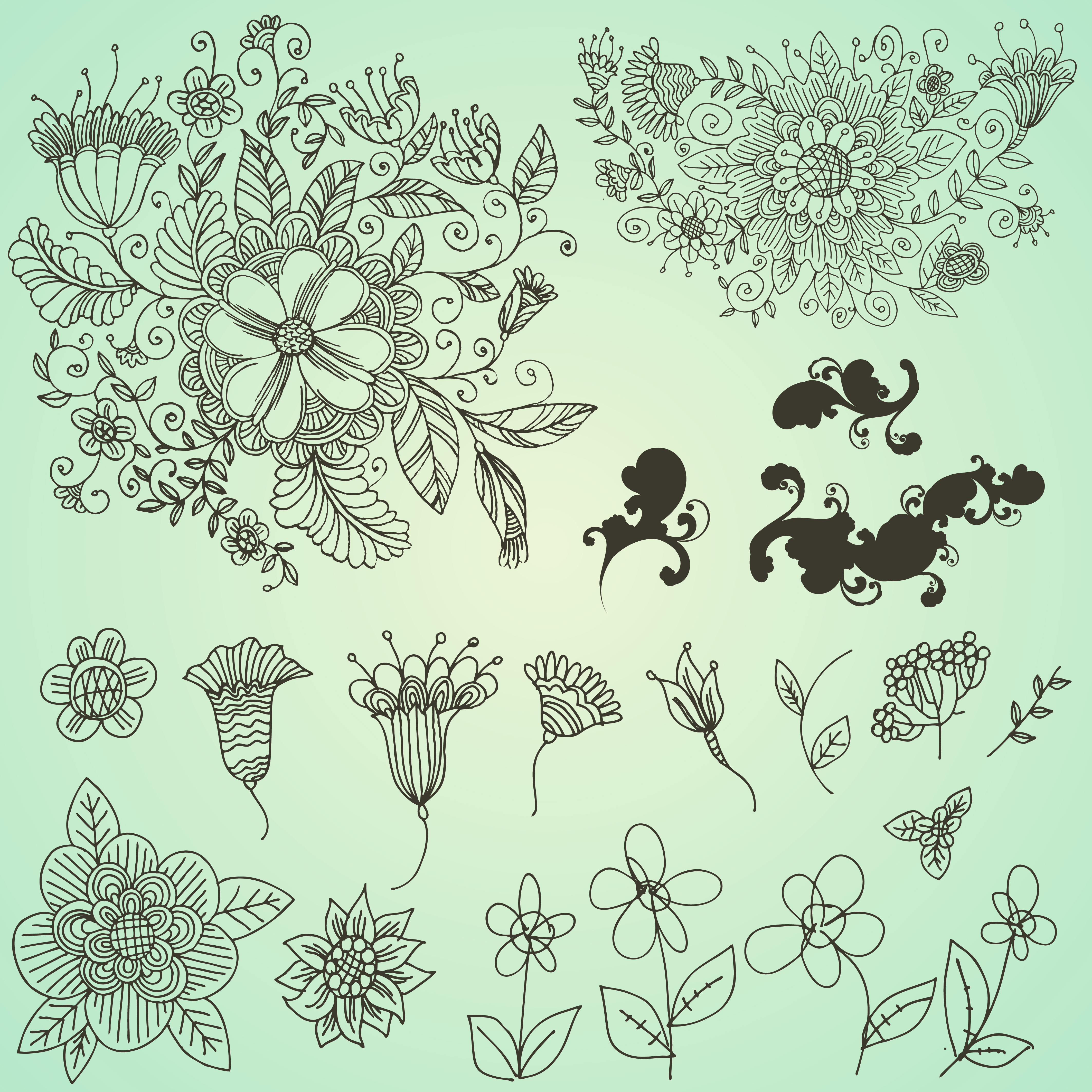 4252x4252 Line Drawing Flower Pattern Vector Free Vector 4vector