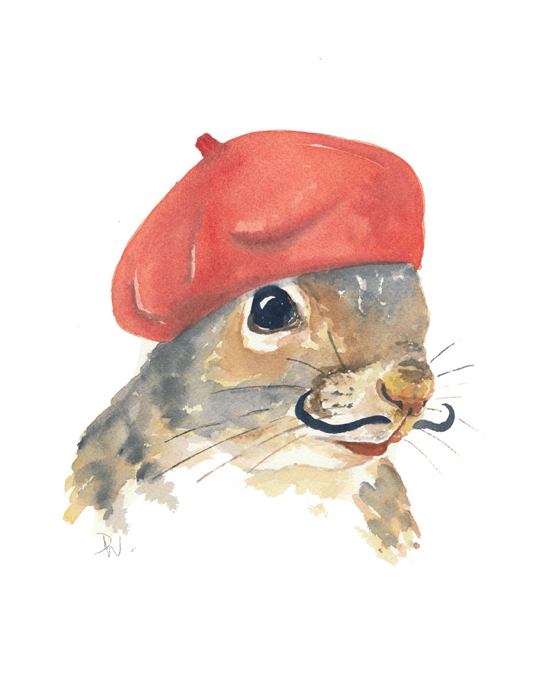 800x1000 Squirrel Painting Original Watercolour