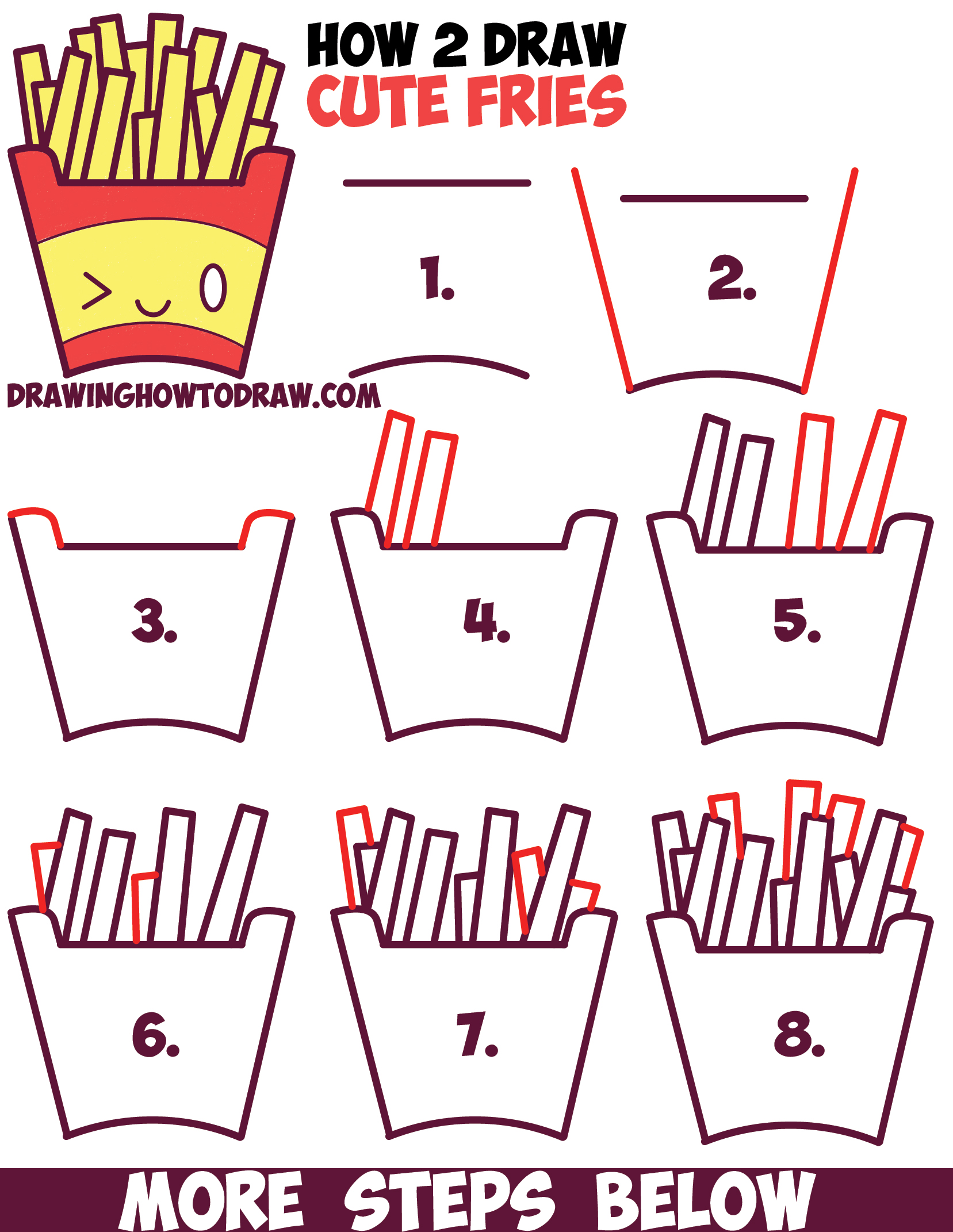 1657x2142 How To Draw Cute Kawaii French Fries With Face On It