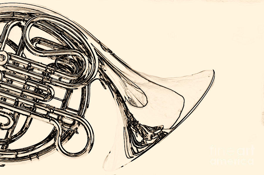 French Horn Drawing at GetDrawings | Free download