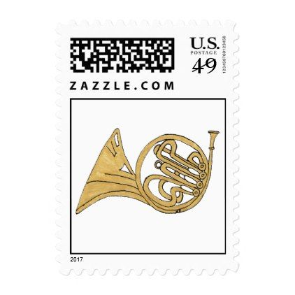 422x422 French Horn Musical Instrument Drawing Postage