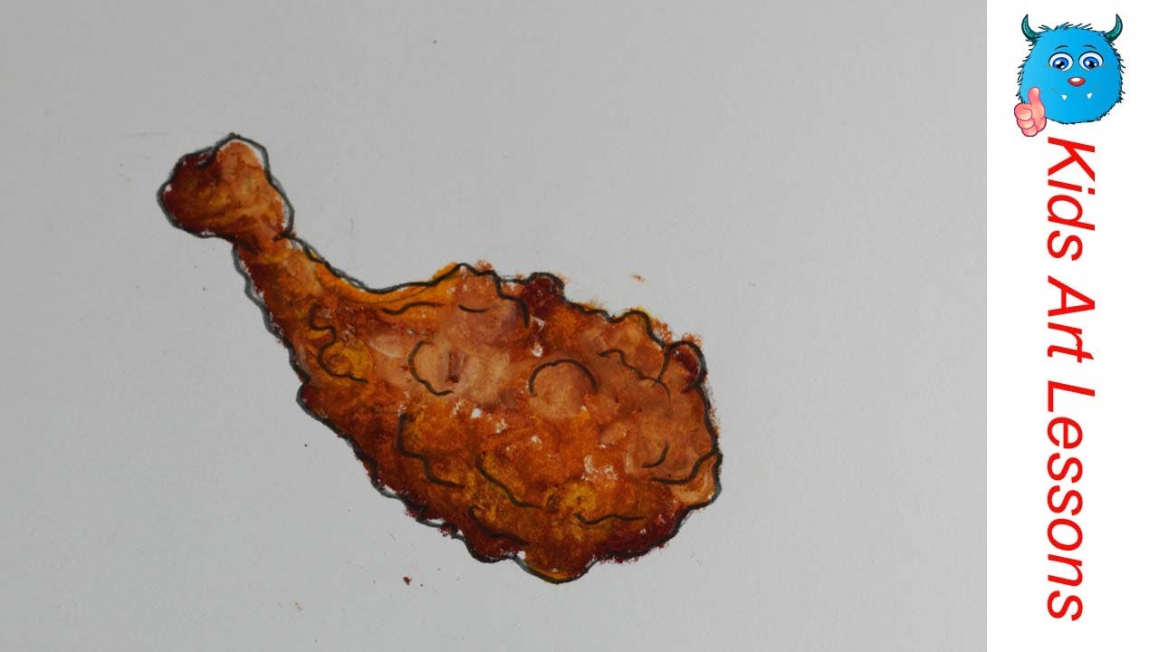 1280x720 Food Drawings How To Draw A Fried Chicken Drumstick Easily In Oil