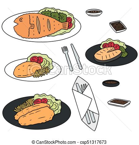 450x470 Vector Set Of Fried Fish Vectors Illustration