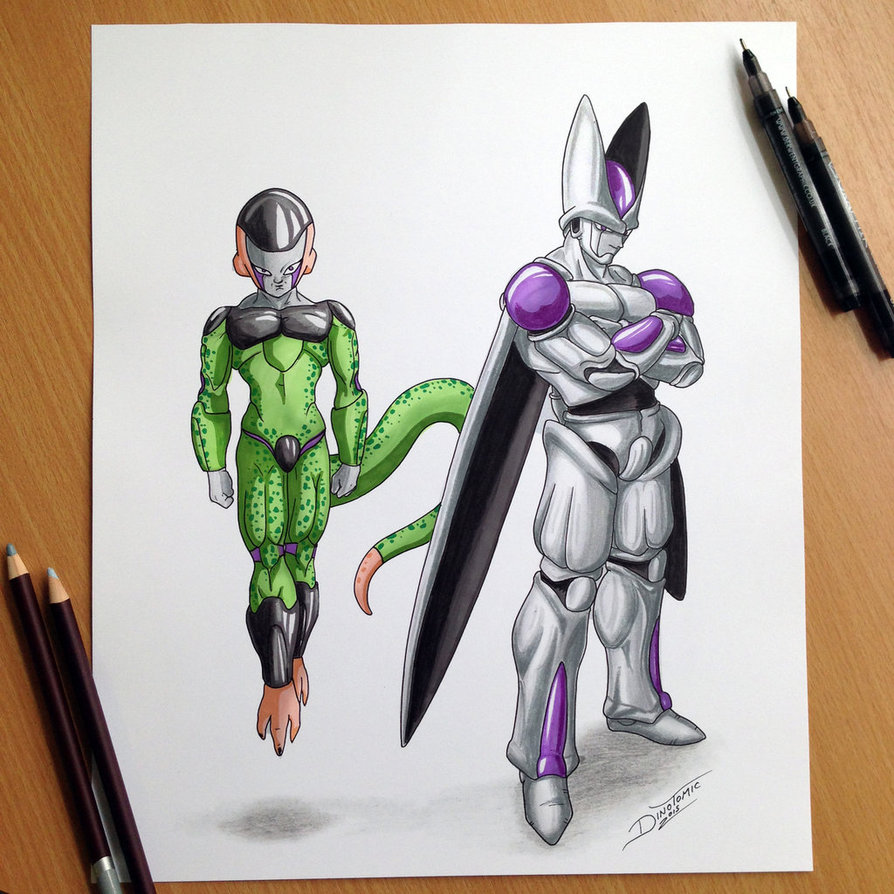 894x894 Frieza And Cell Pencil Drawing By Atomiccircus