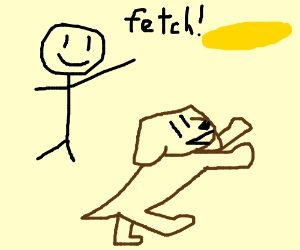 300x250 Boy And Dog Playing Fetch With A Frisbee (Drawing By Oceanstuck)