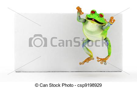 450x290 Happy Frog Jumping Over A White Banner. Happy Smiling Toon