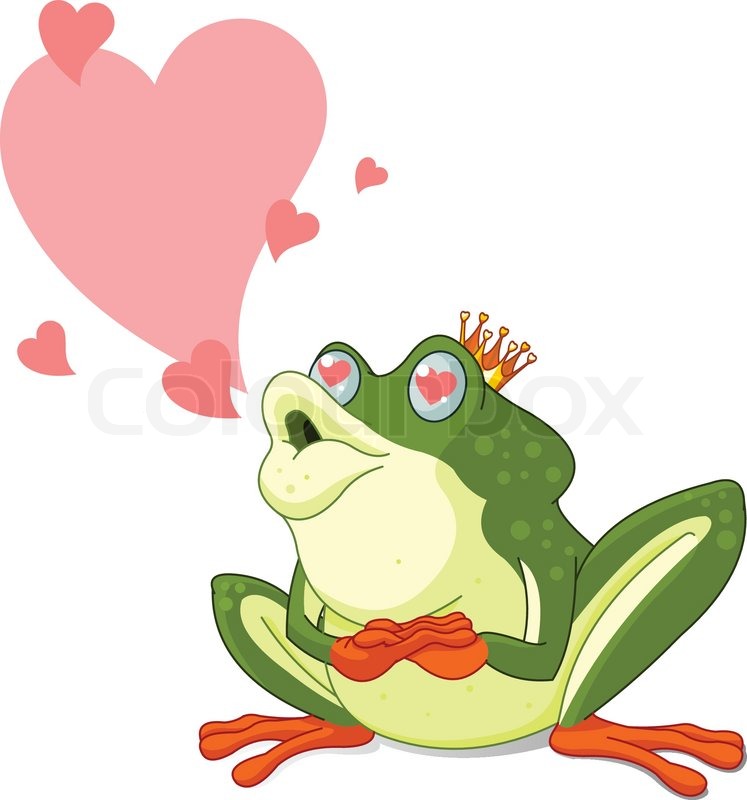 747x800 Frog Prince Blowing A Kiss, February, Princess Stock Vector