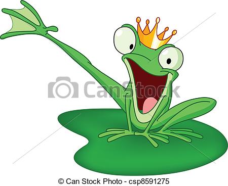 450x368 Happy Frog Prince On A Lily Pad Clipart Vector
